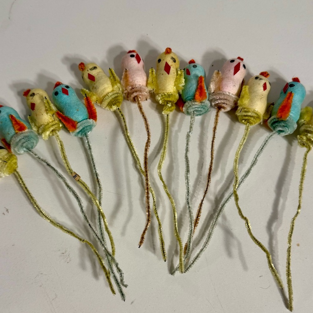 Vintage Spun Cotton Chicks-Set of 12